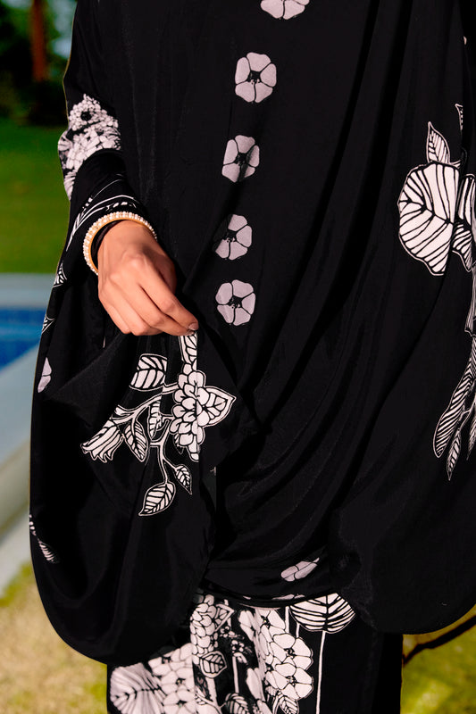 Black Suits With Nack Handwork In Pure Viscose Muslin Fabrics