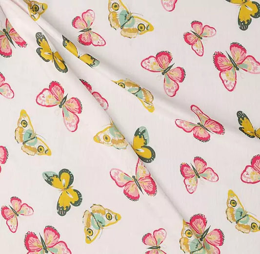 Butterfly Pattern Digital Print Musleen Fabric