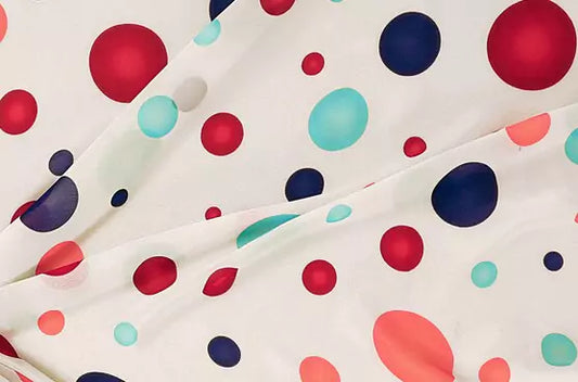 Multi Color Round Digital Print Viscose Chinon Fabric