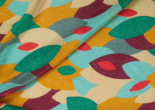 Multi color Pattern Digital Print Natural Crepe Fabric