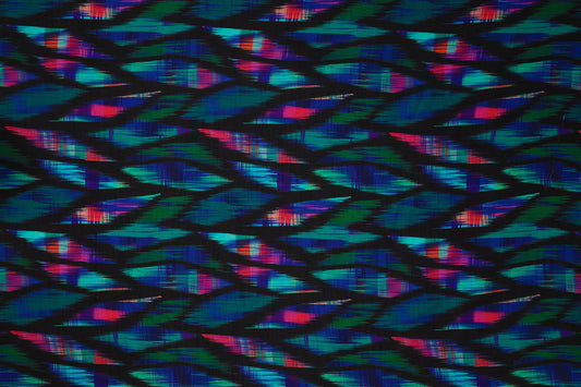 Multi Color Leafs Pattern Digital Print Dolla Silk Fabric