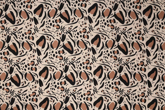Black Brown Pattern Digital Print Musleen Fabric