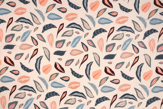 Leafs Pattern Digital Print Natural Crepe Fabric