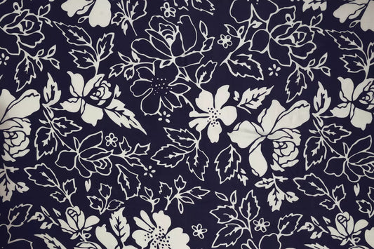 Flower Pattern Digital Print Natural Crepe Fabric