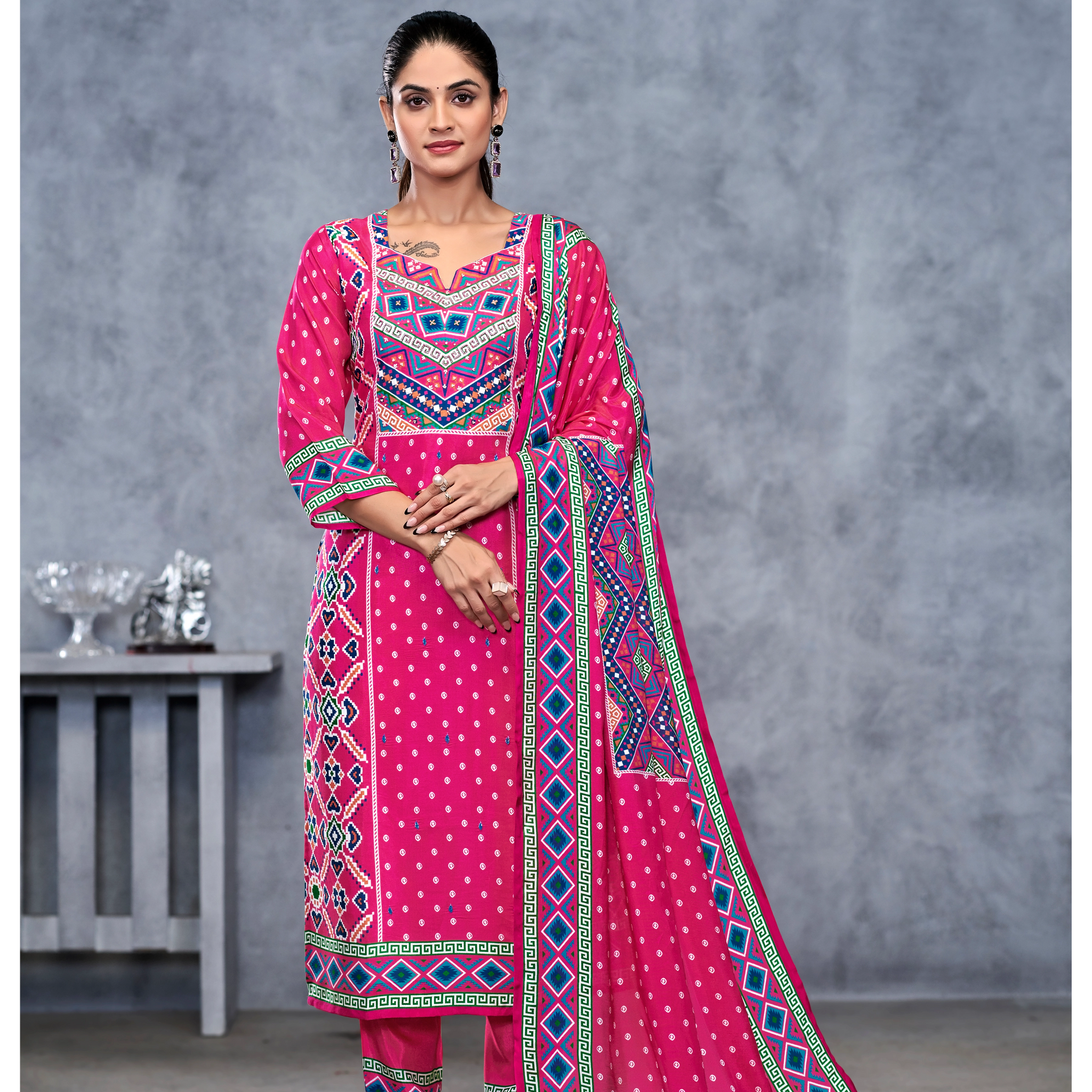 Pink Suits With Handwork In Pure Muslin Fabrics