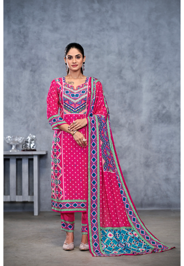 Pink Suits With Handwork In Pure Muslin Fabrics