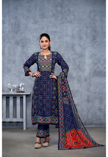 Blue Suits With Handwork In Pure Viscose Muslin Fabrics