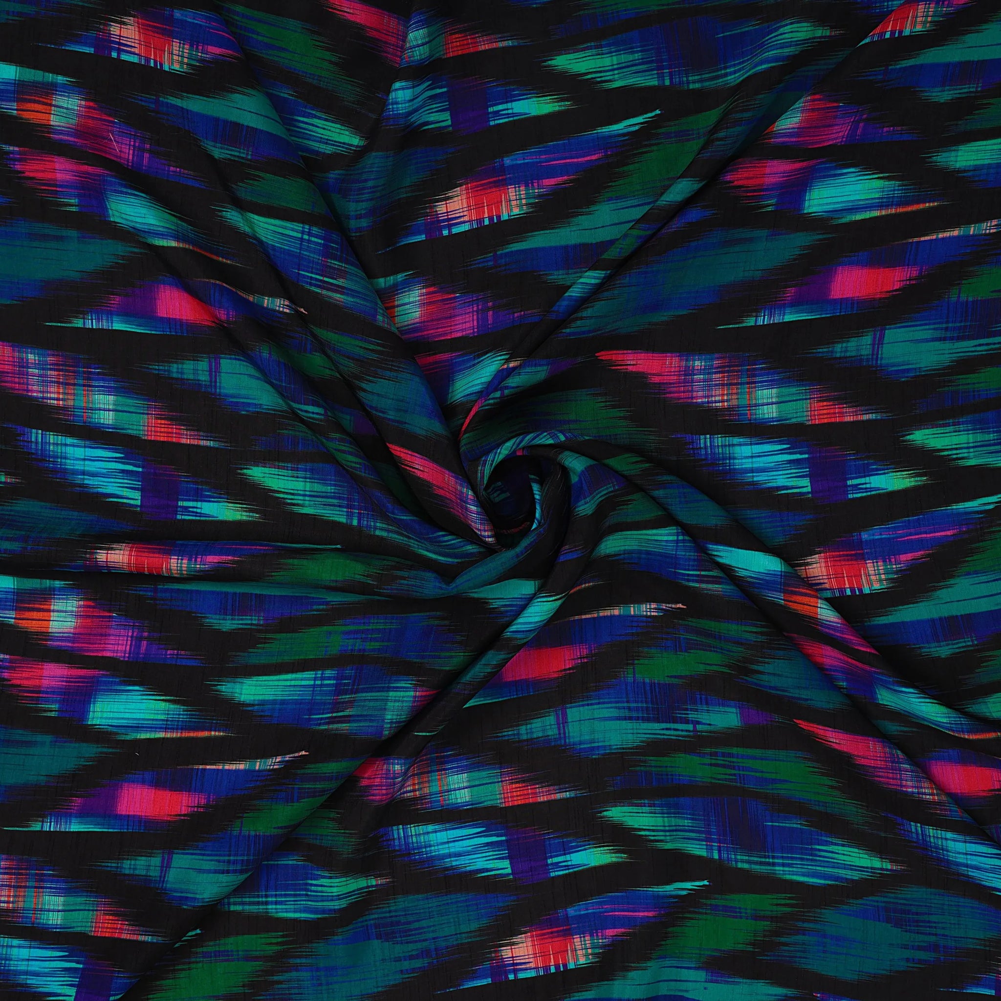 Multi Color Leafs Pattern Digital Print Dolla Silk Fabric