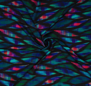 Multi Color Leafs Pattern Digital Print Dolla Silk Fabric