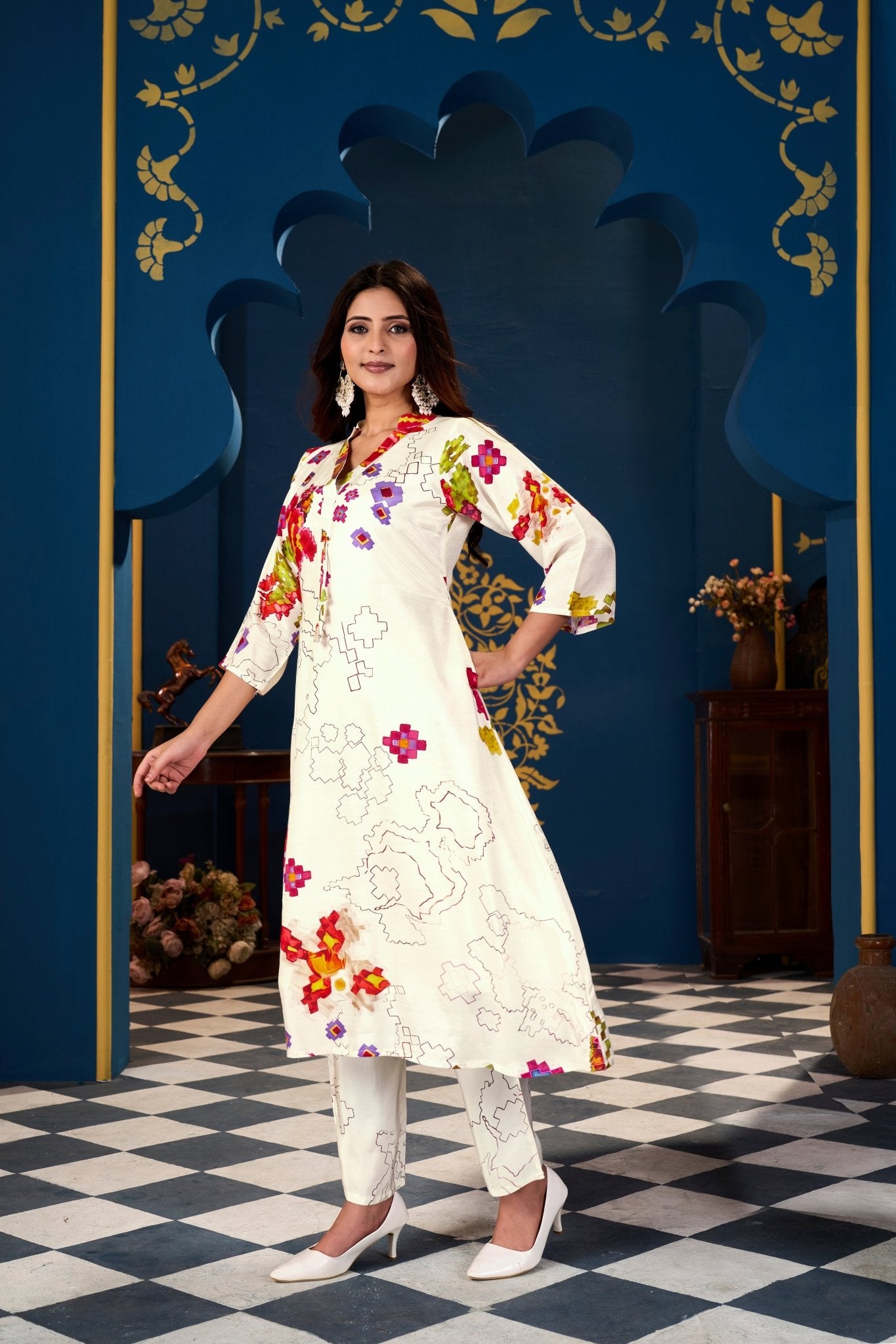 A Line Pair Pure Viscose Muslin Fabrics - Buy Premium Ethnic Wear Online at Avitra