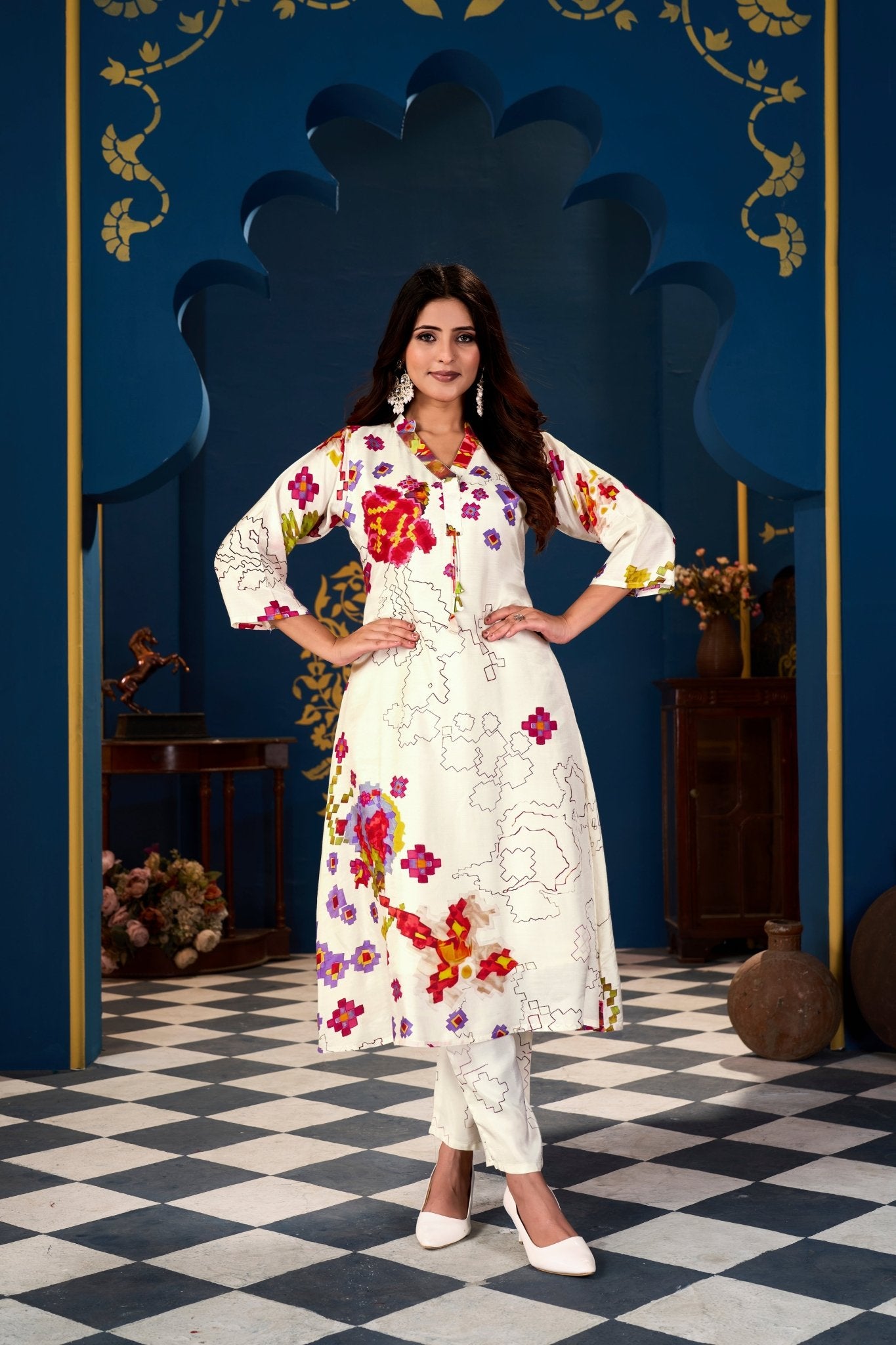 A Line Pair Pure Viscose Muslin Fabrics - Buy Premium Ethnic Wear Online at Avitra