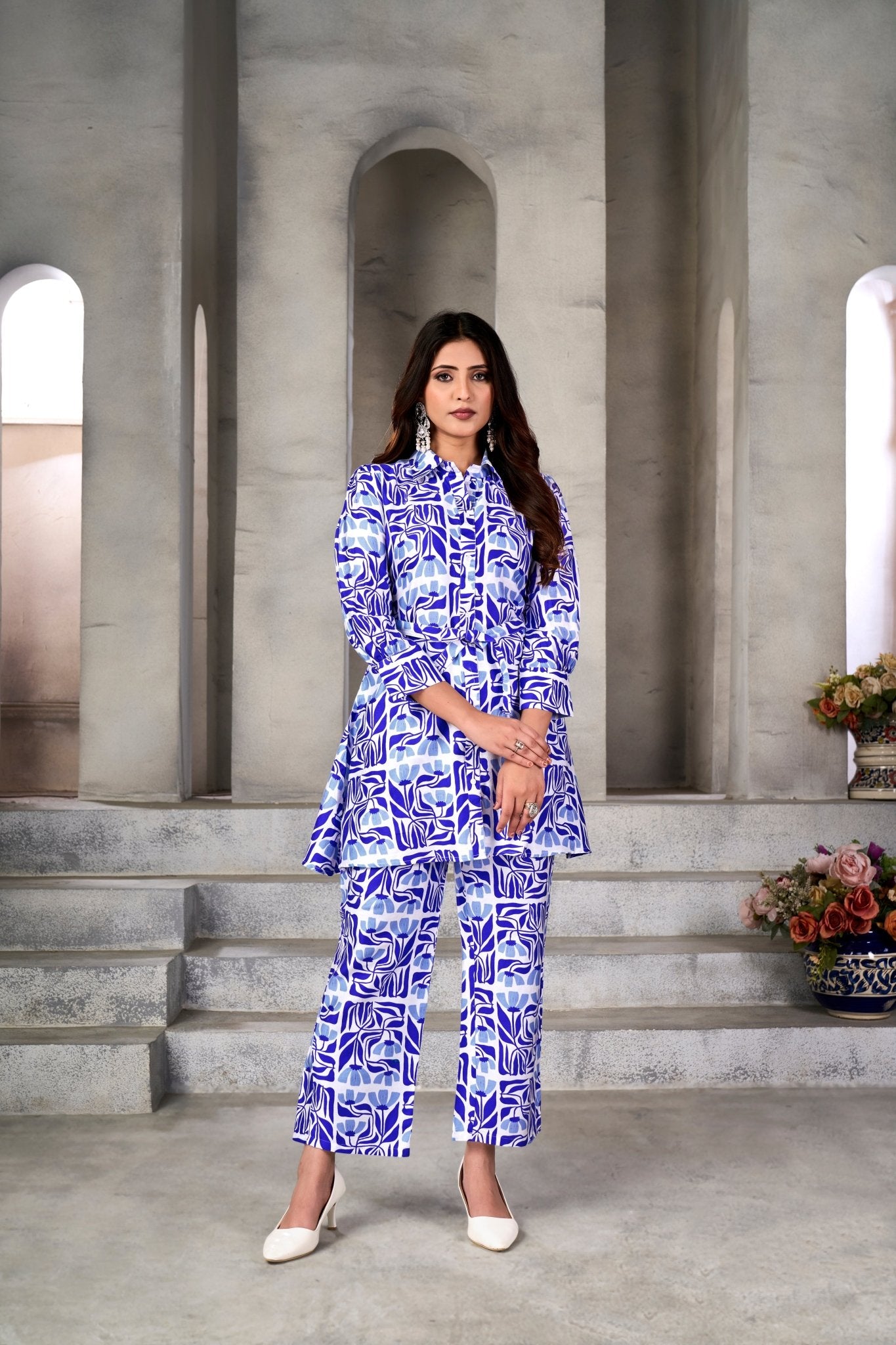 Blue All Over Cord Set Pair Pure Jam Cotton - Buy Premium Ethnic Wear Online at Avitra