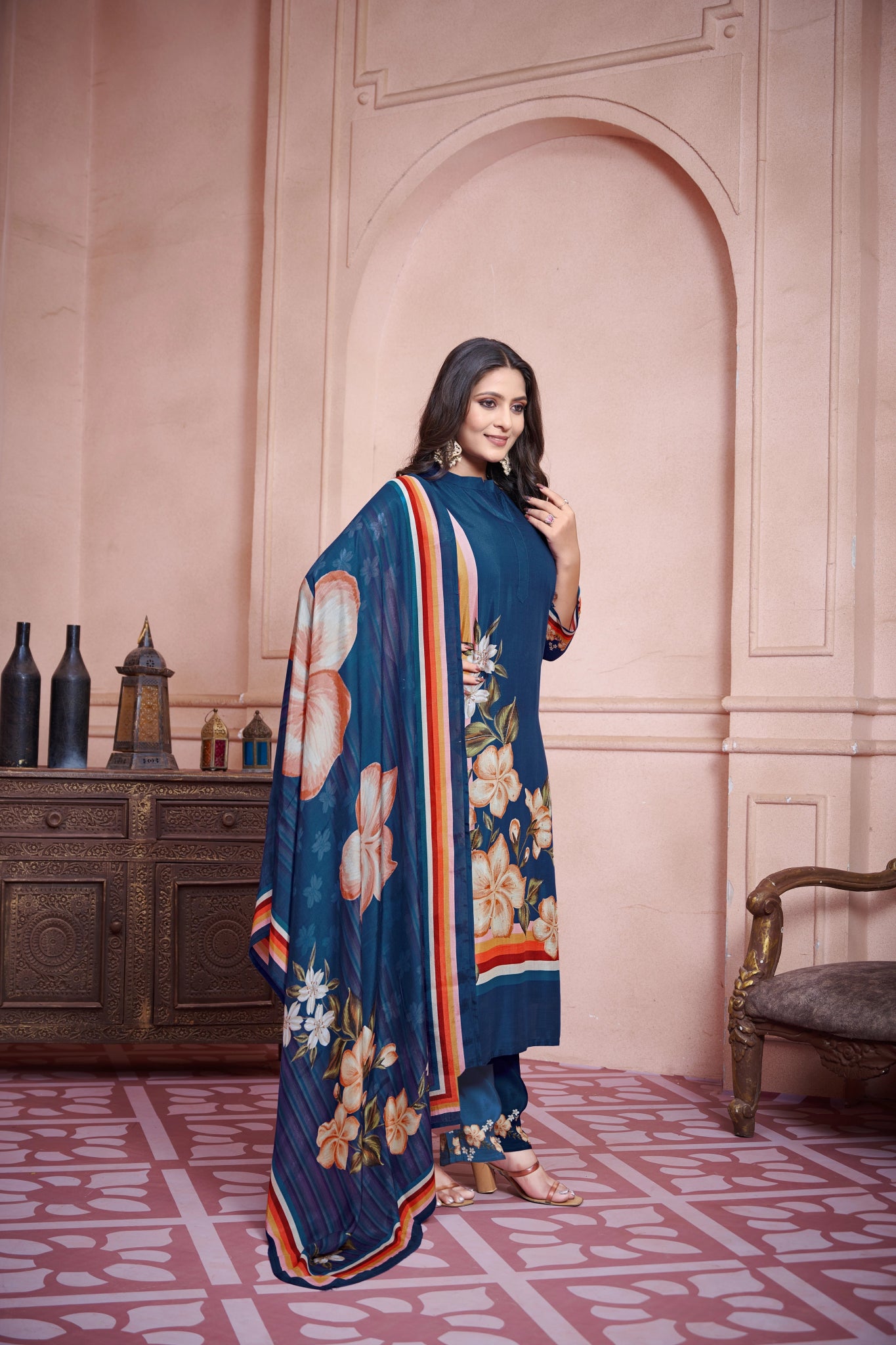 Blue Flower Suits - Buy Premium Ethnic Wear Online at Avitra