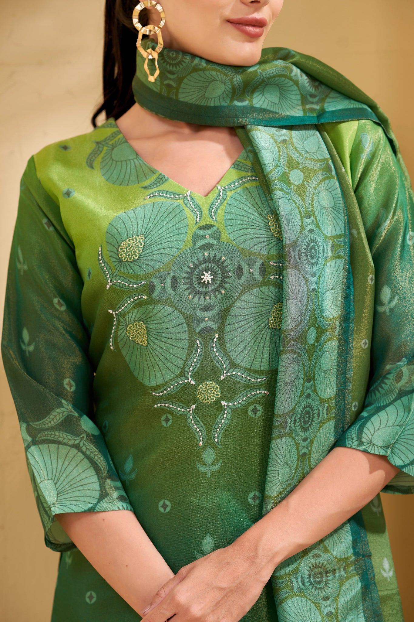 Emerald Mandala Suit - Buy Premium Ethnic Wear Online at Avitra