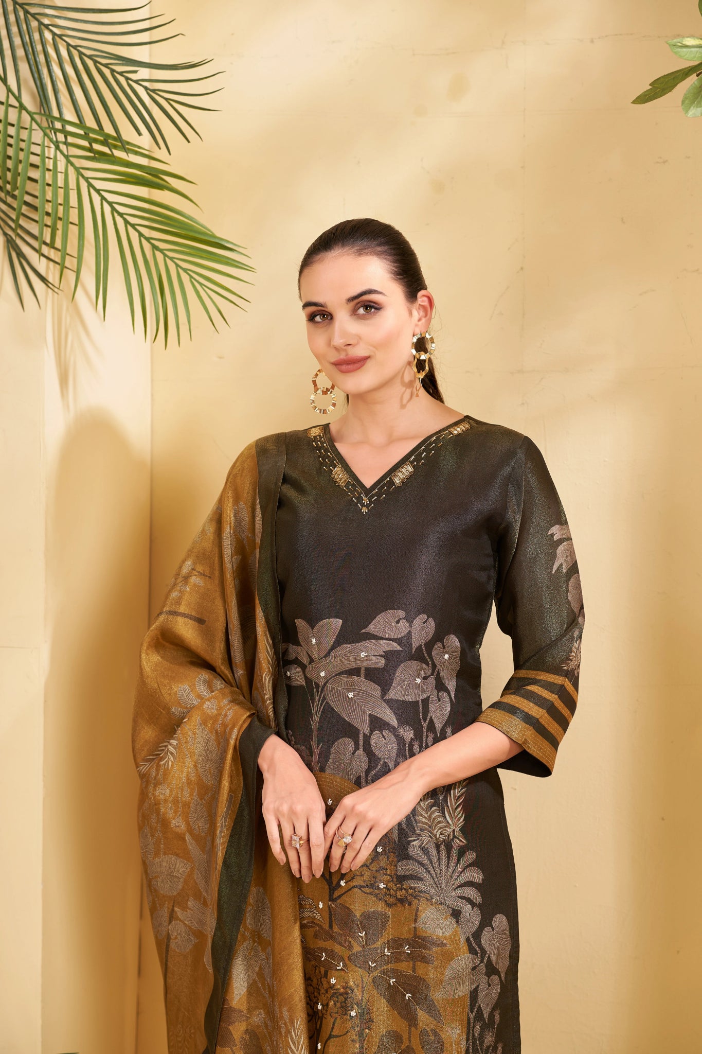Golden Flora Finesse Suits - Buy Premium Ethnic Wear Online at Avitra