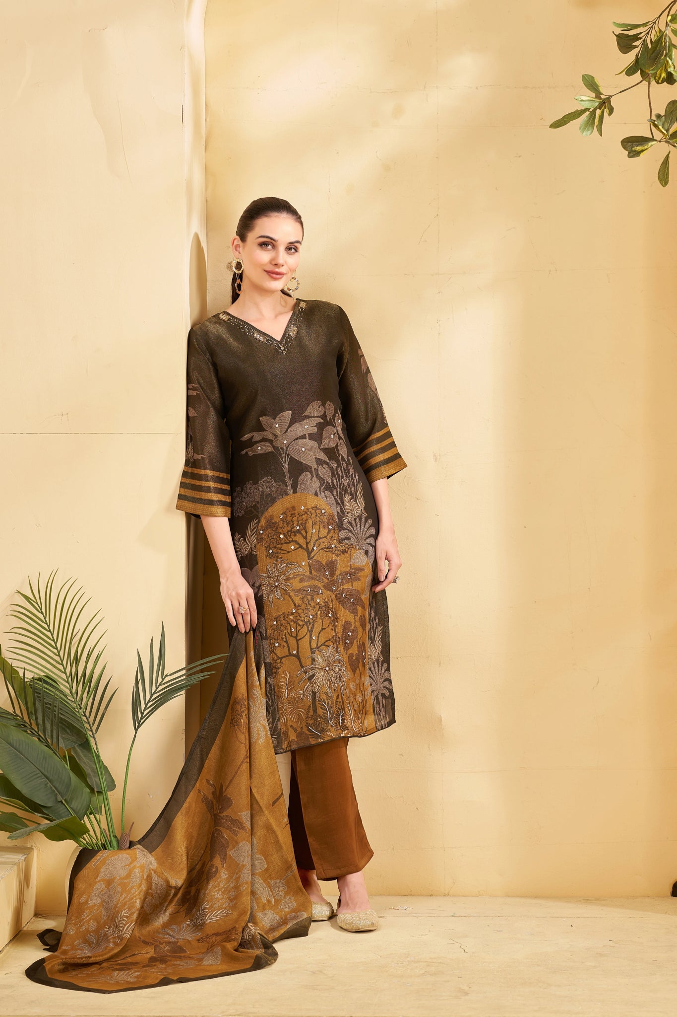 Golden Flora Finesse Suits - Buy Premium Ethnic Wear Online at Avitra