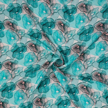 Flower Pattern Digital Print Natural Crepe Fabric