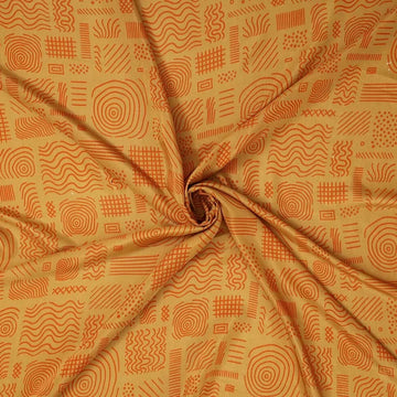 Orange Yellow Pattern Digital Print Muslin Fabric