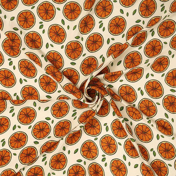 Half Orange Pattern Digital Print Natural Crepe Fabric