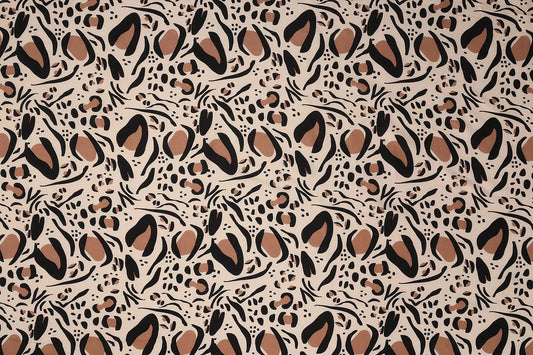 Black Brown Pattern Digital Print Muslin Fabric