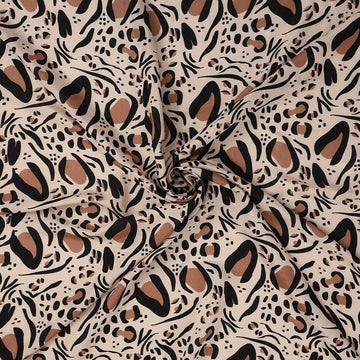 Black Brown Pattern Digital Print Muslin Fabric