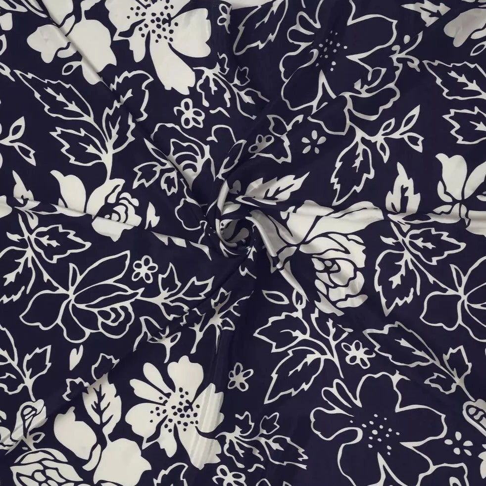 Flower Pattern Digital Print Natural Crepe Fabric