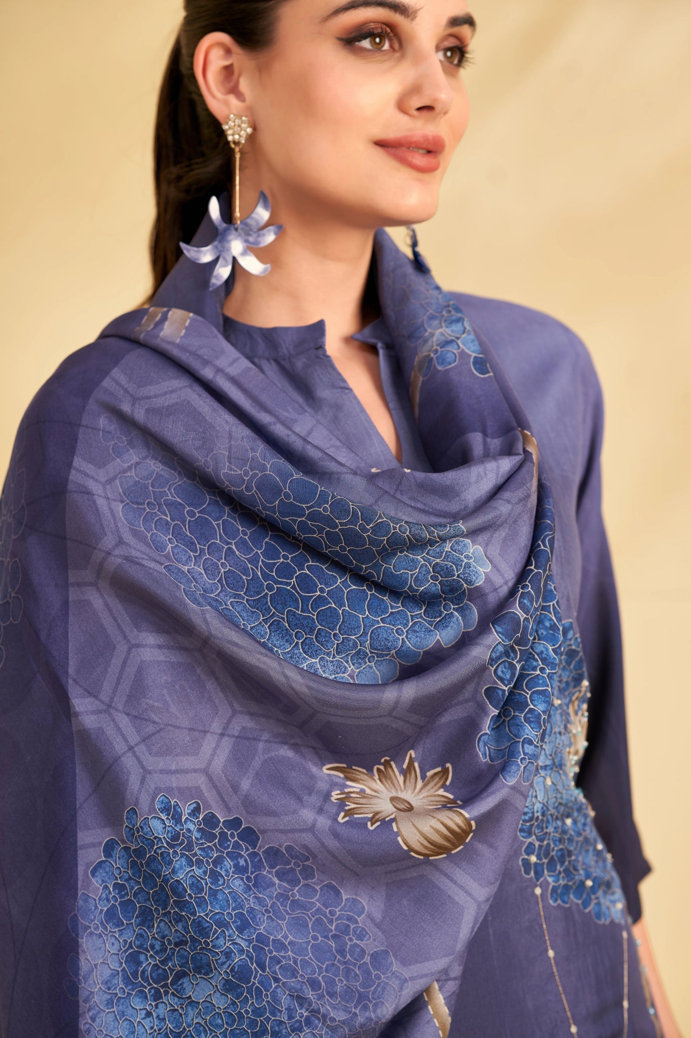 Midnight Blue Petals Suits - Buy Premium Ethnic Wear Online at Avitra