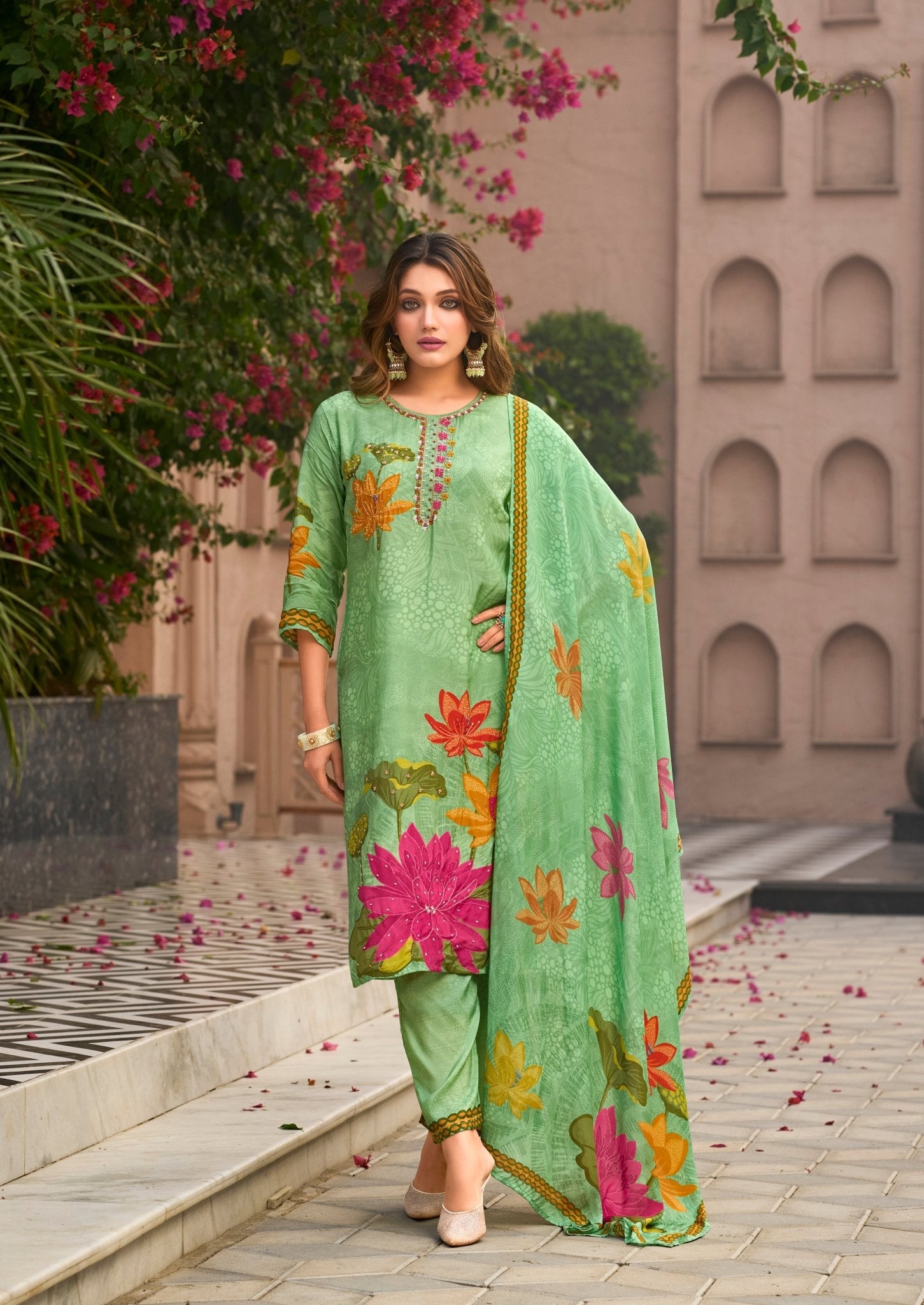 Mint Green Suit Set - Buy Premium Ethnic Wear Online at Avitra