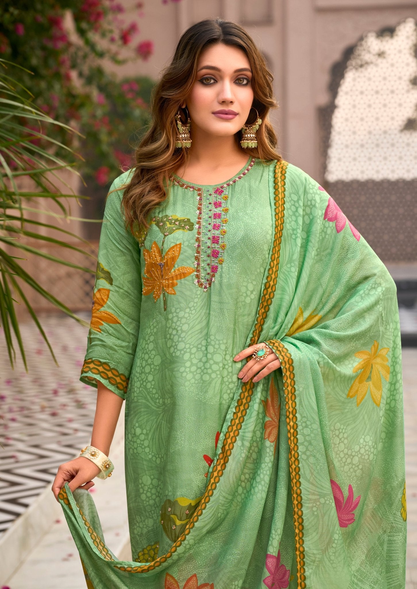 Mint Green Suit Set - Buy Premium Ethnic Wear Online at Avitra