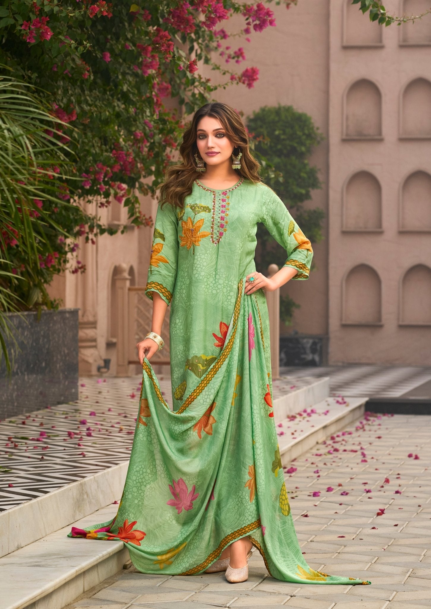 Mint Green Suit Set - Buy Premium Ethnic Wear Online at Avitra