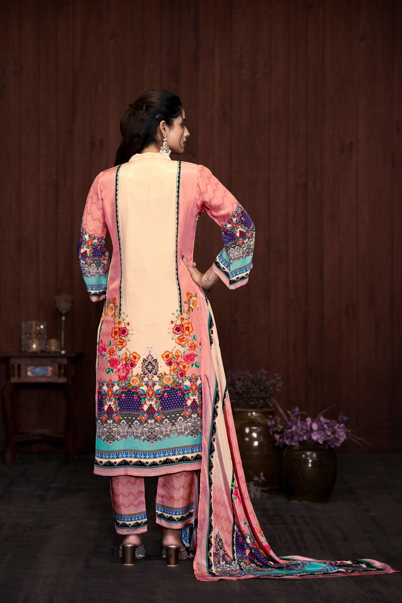 Pink Suits With Handwork In Pure Viscose Natural Crep Fabrics - Buy Premium Ethnic Wear Online at Avitra