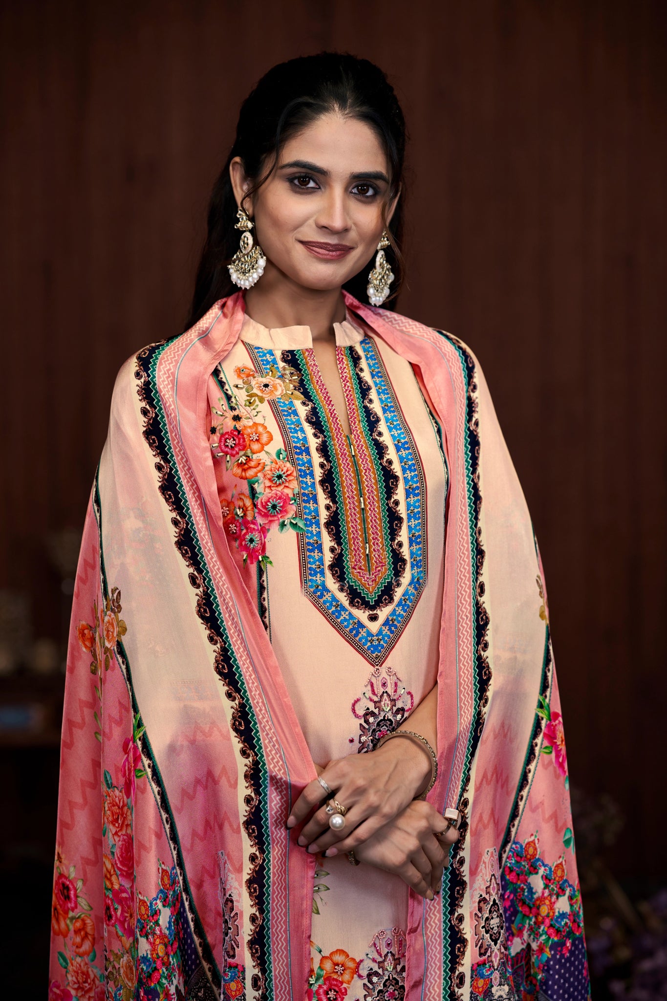 Pink Suits With Handwork In Pure Viscose Natural Crep Fabrics - Buy Premium Ethnic Wear Online at Avitra