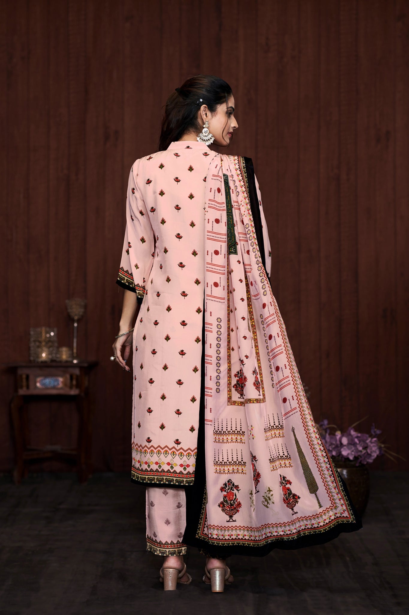 Pink Suits With Handwork In Pure Viscose Natural Crep Fabrics - Buy Premium Ethnic Wear Online at Avitra