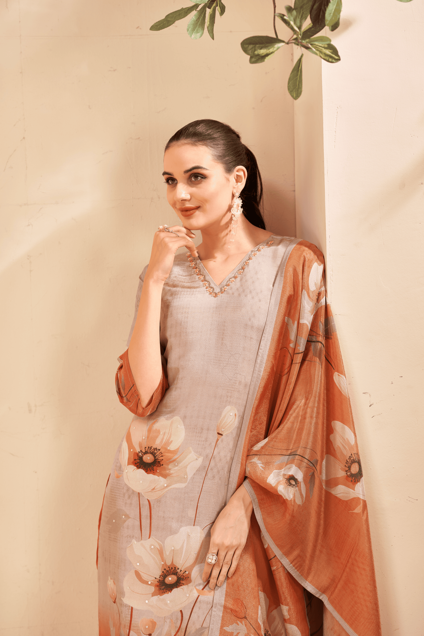 Rust Bloom Elegance Suit - Buy Premium Ethnic Wear Online at Avitra