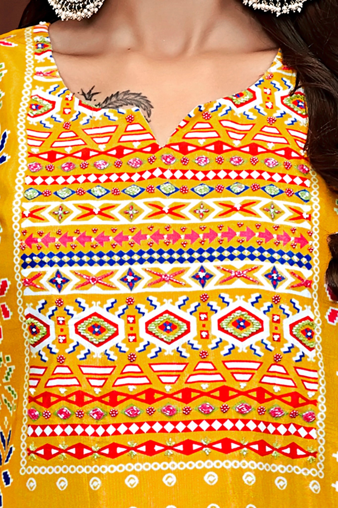Yellow Suits With Handwork In Pure Muslin Fabrics - Buy Premium Ethnic Wear Online at Avitra