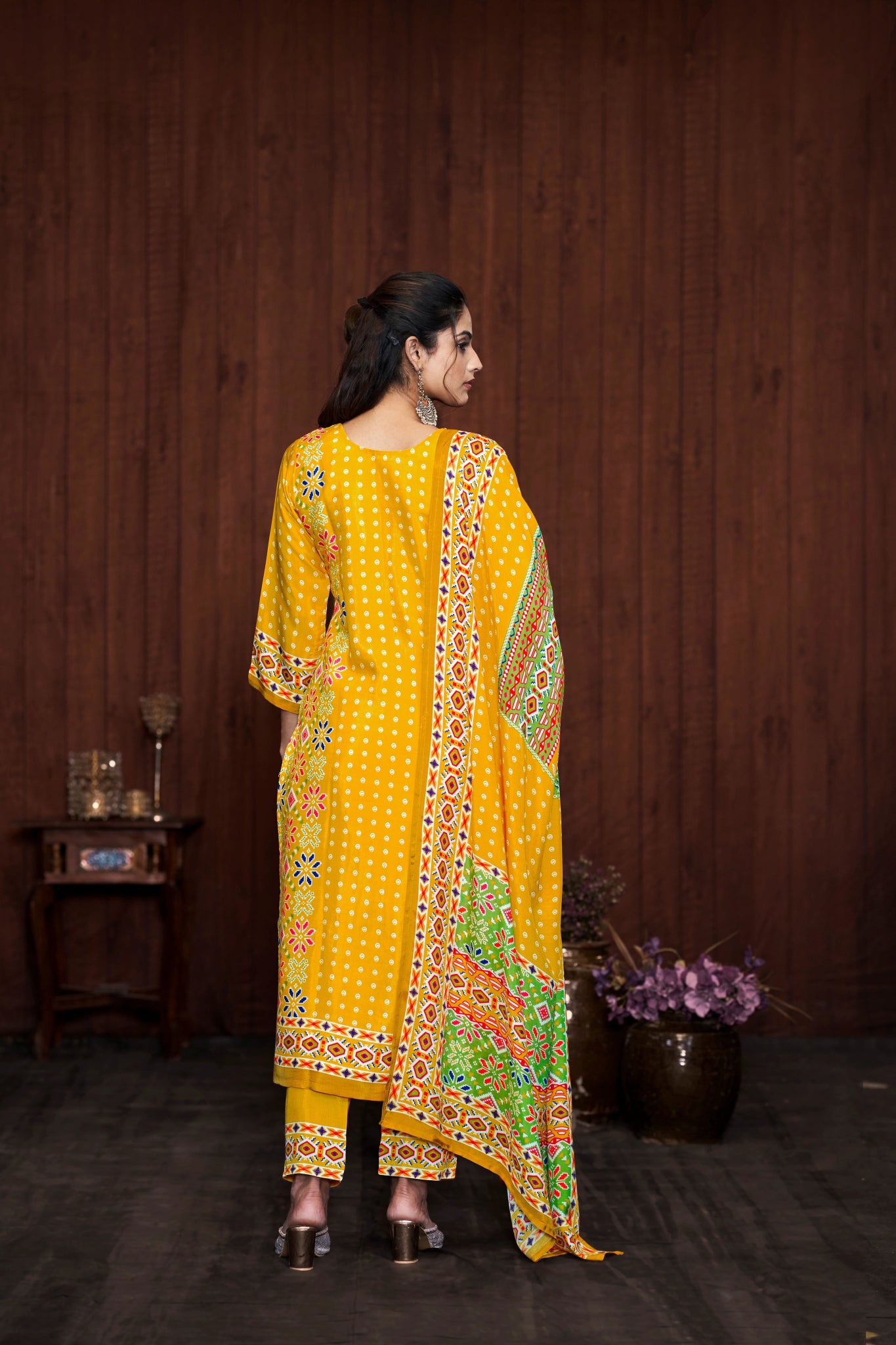 Yellow Suits With Handwork In Pure Muslin Fabrics - Buy Premium Ethnic Wear Online at Avitra